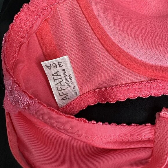 Affata Pink Bra Silky Lace Detail Convertible Removable Straps Push Up - Picture 7 of 11
